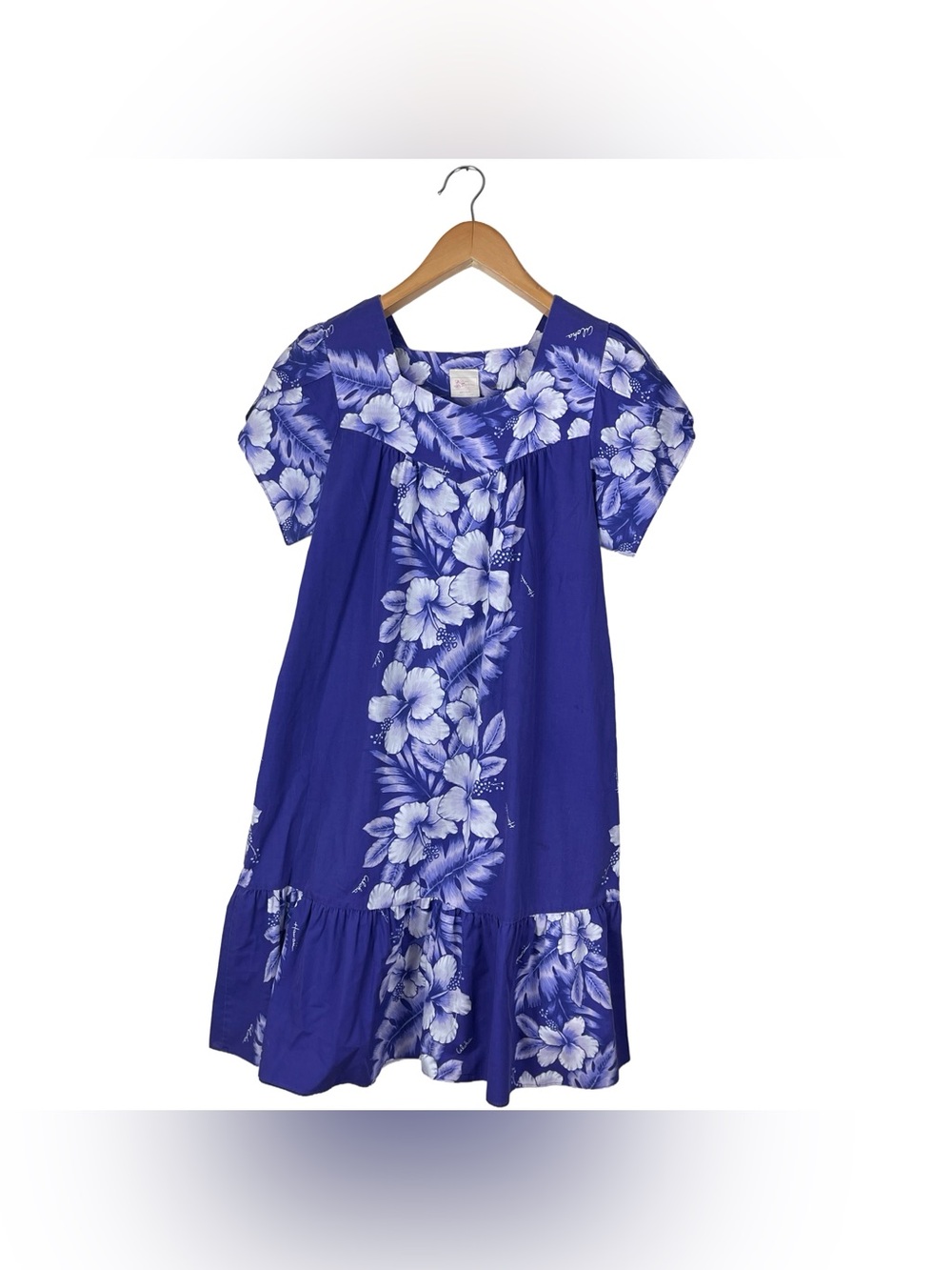 Vintage Kalena Fashions Hawaii Medium Purple Tropical Floral Muumuu Patio Dress